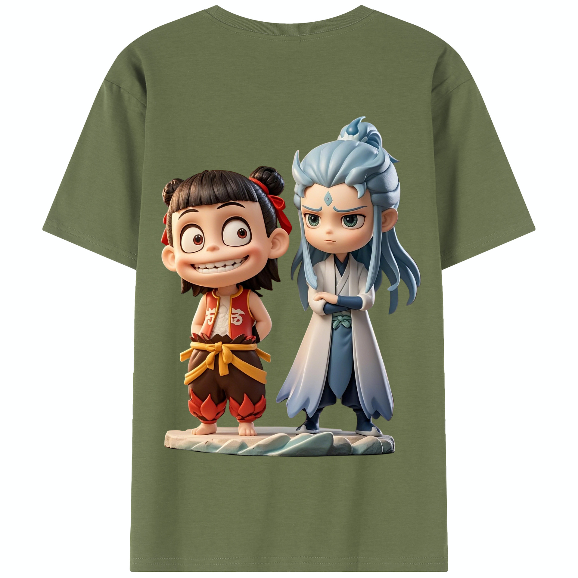 （画像用） Ne Zha 2 ナタ 魔童の大暴れ 綿100％半袖Tシャツ（背面プリント）